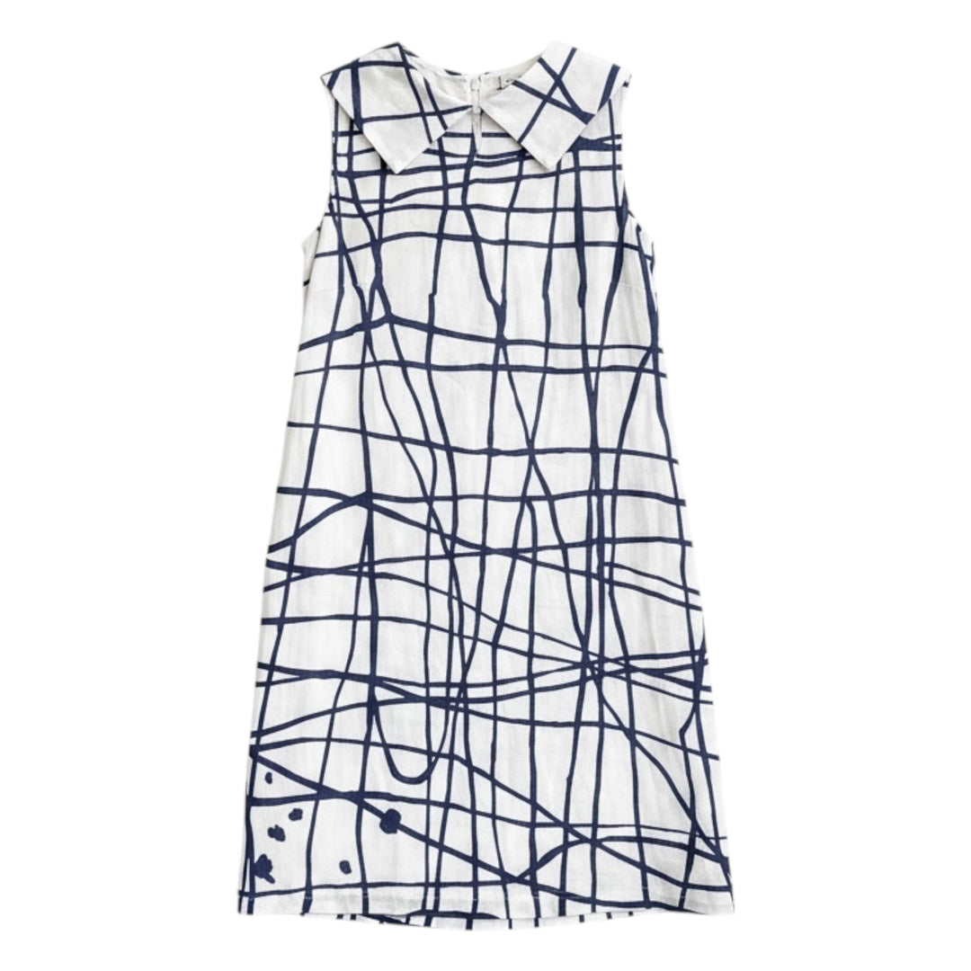 See Saw Linen Cowl Neck Dress Denim