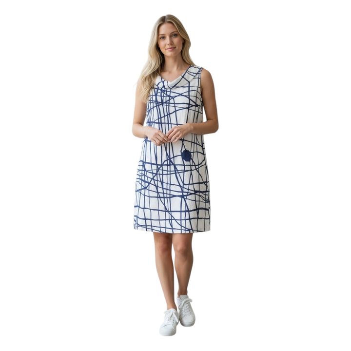 See Saw Linen Cowl Neck Dress Denim