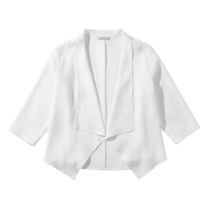 See Saw Linen 3/4 Sleeve Drape Jacket White