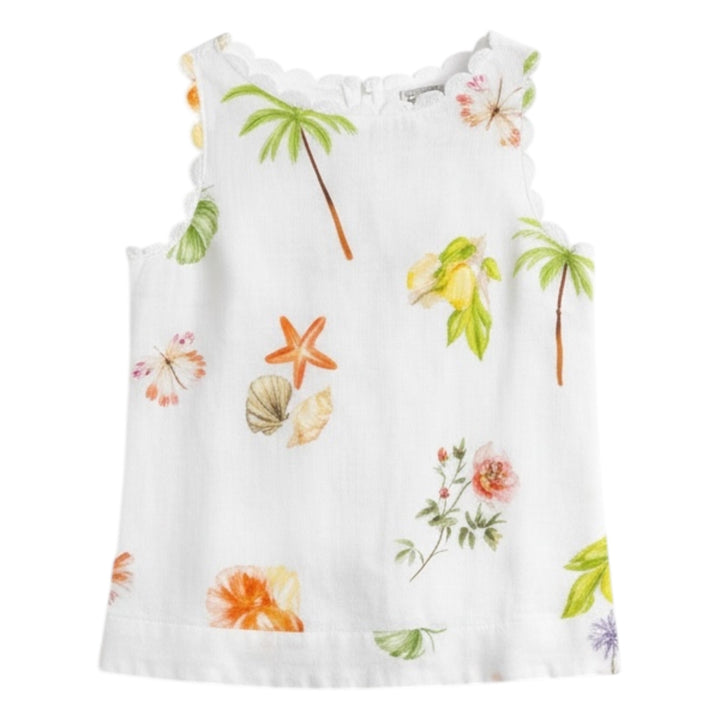 See Saw Linen Scallop Tank Top Paradise