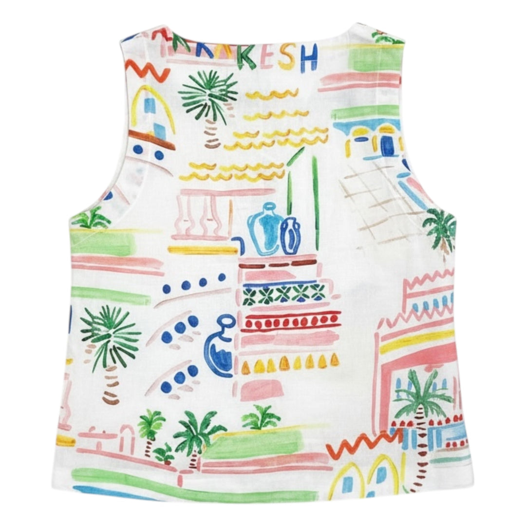 See Saw Linen Square Neck Top Marrakesh