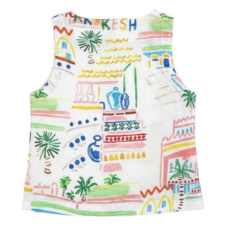 See Saw Linen Square Neck Top Marrakesh