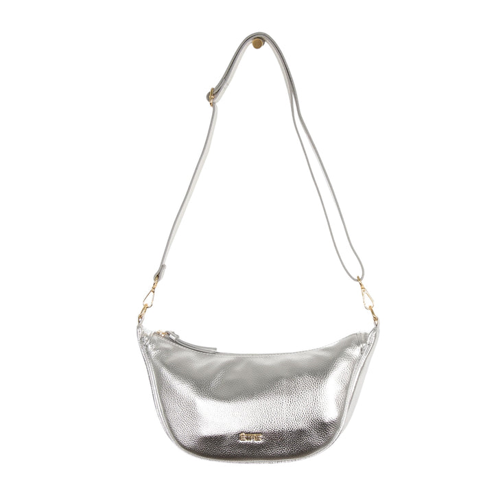 Etre Stevie Metallic Half Moon Crossbody Bag Silver