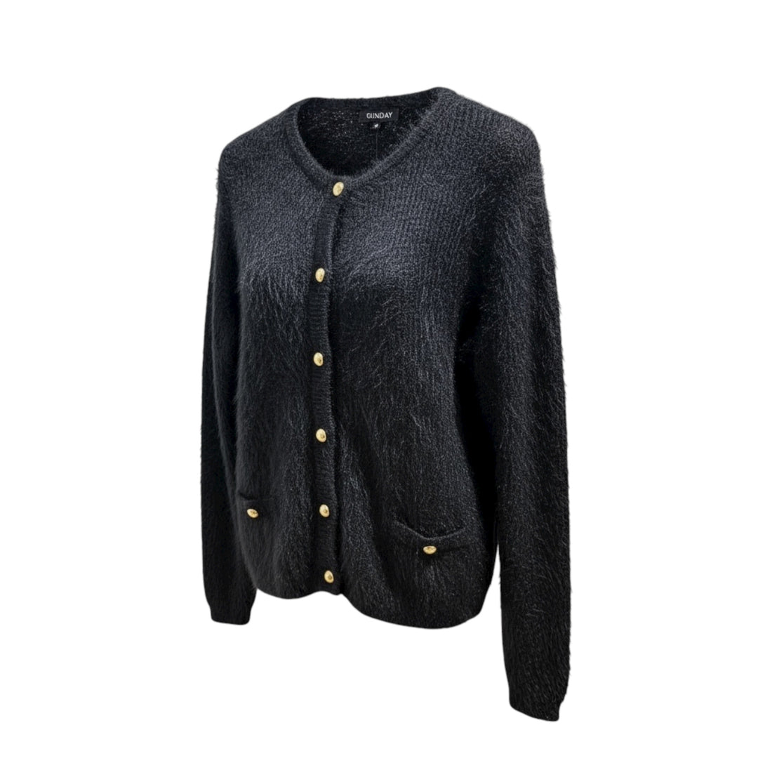 Sunday Fuzzy Cardigan Black