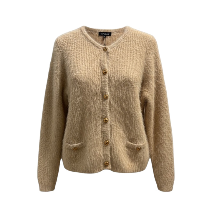 Sunday Fuzzy Cardigan Light Taupe