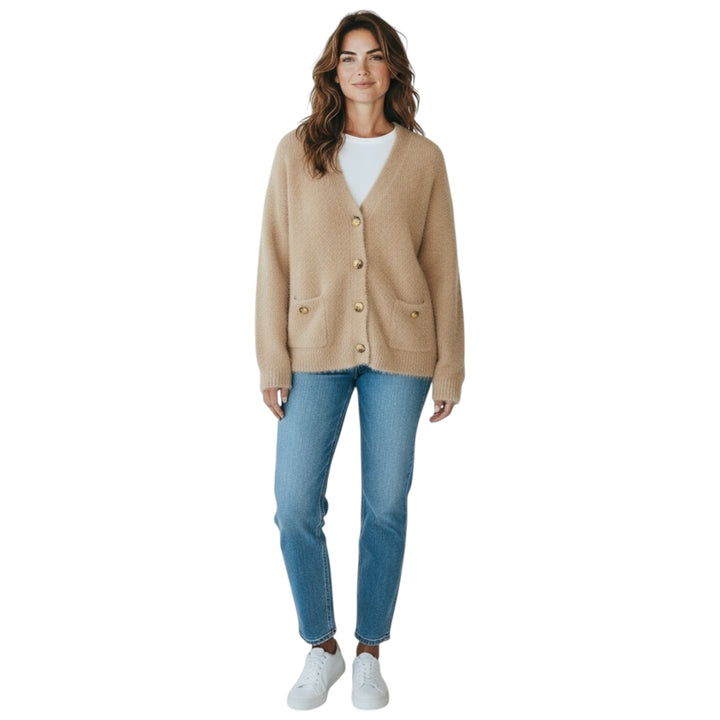 Sunday Fuzzy Cardigan Light Taupe