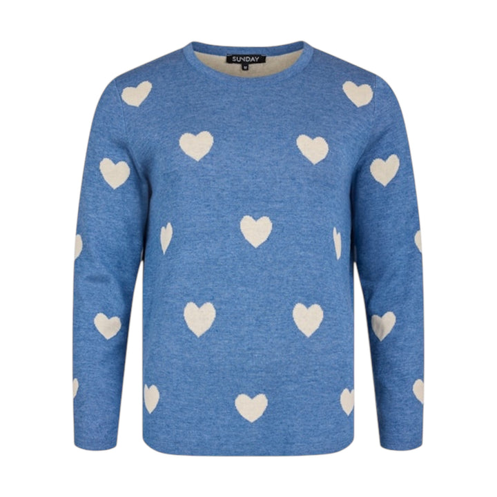 Sunday Hearts Sweater Deep Cobalt & Cream