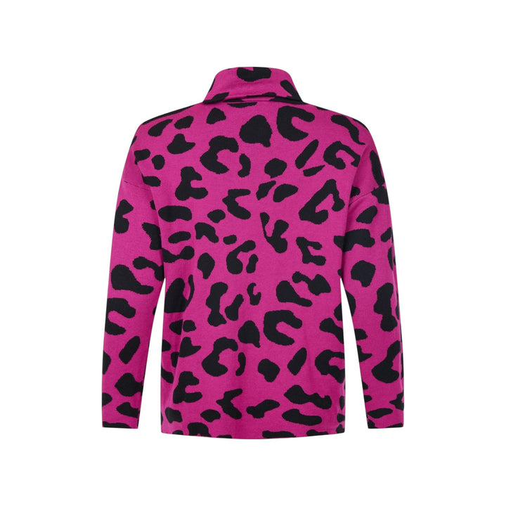 Sunday High Neck Animal Print Sweater Fuchsia