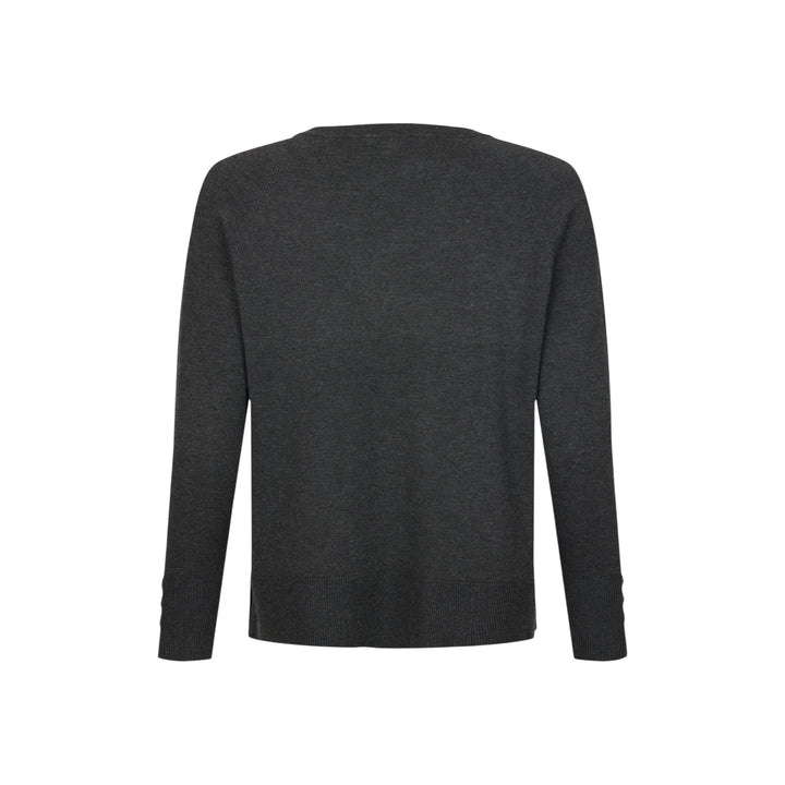 Sunday Round Neck Sweater with Gold Buttons Dark Grey