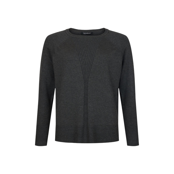 Sunday Round Neck Sweater with Gold Buttons Dark Grey