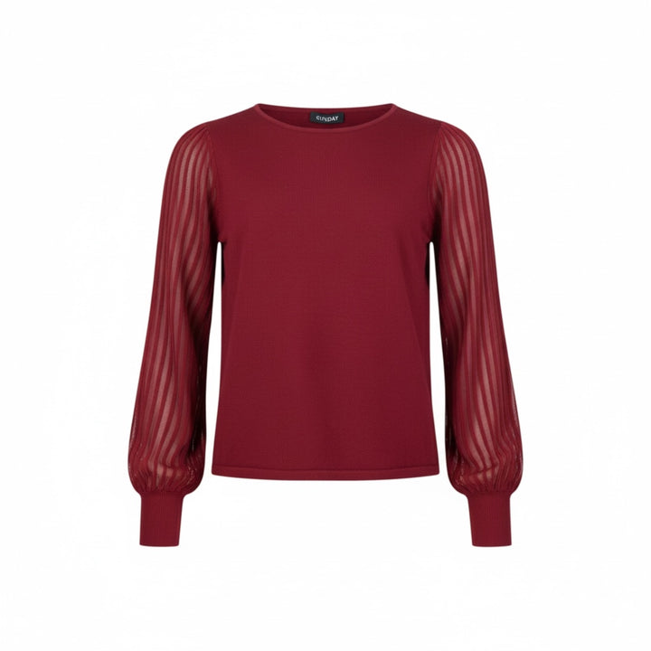 Sunday Sweater with Sheer Sleeve Raspberry