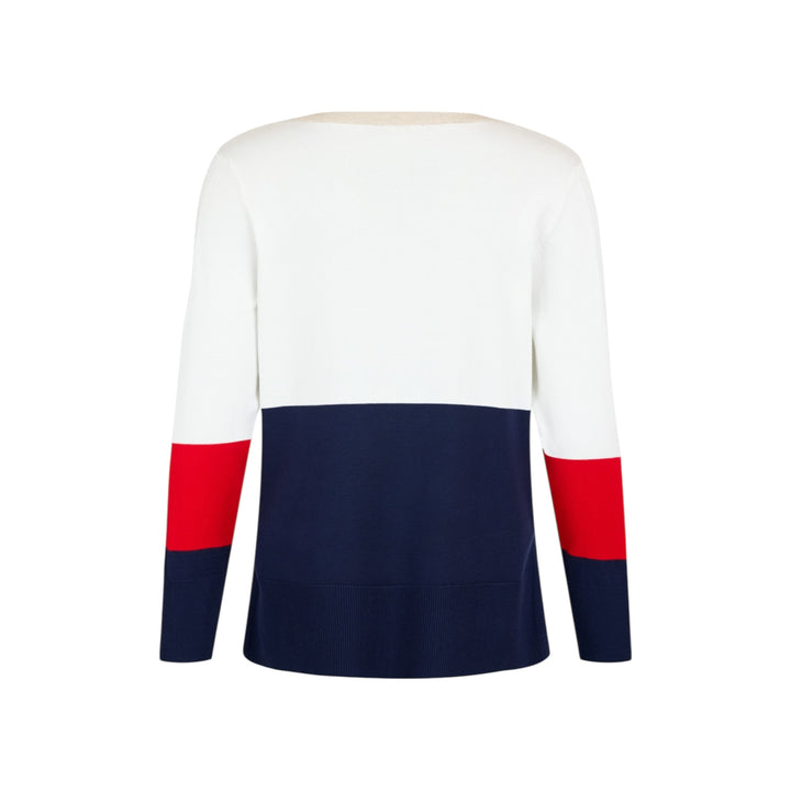 Sunday V Neck Colourblock Sweater Navy