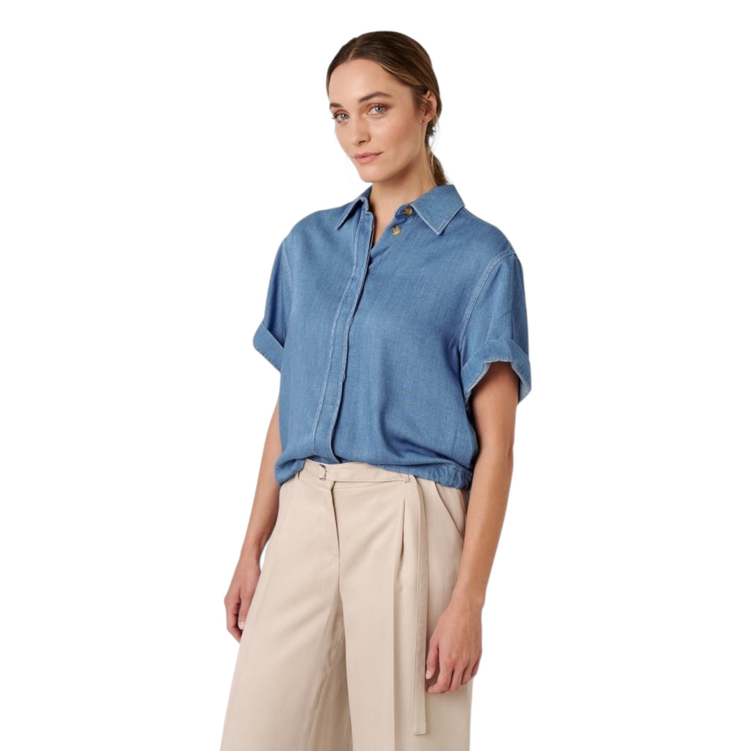 TONI Clay Boxy Blouse Sky Blue