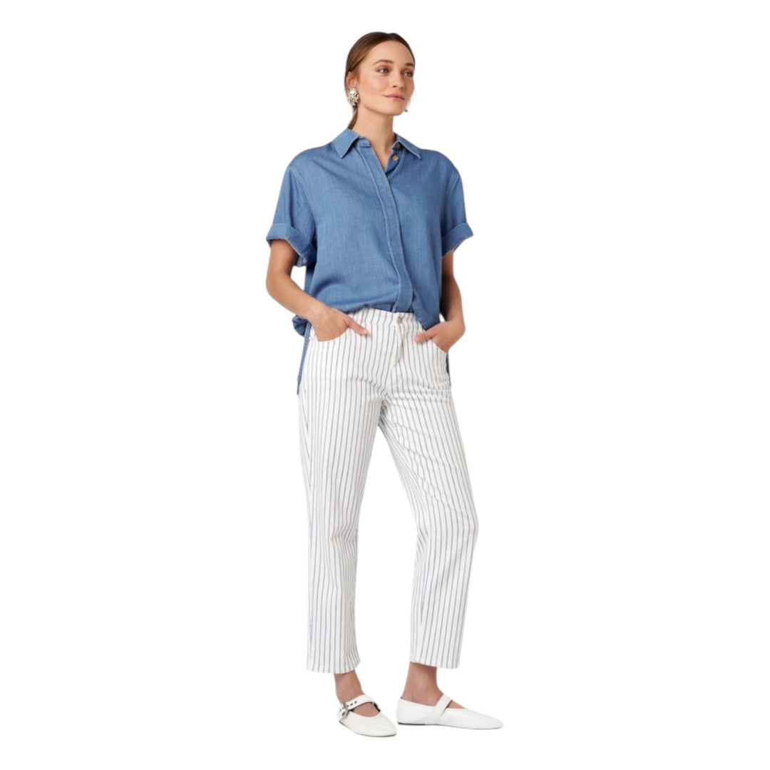 TONI Liv 7/8th Striped Jeans White