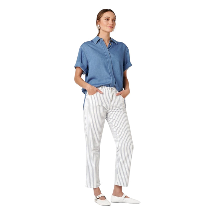 TONI Liv 7/8th Striped Jeans White