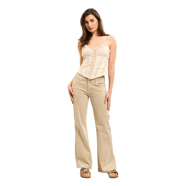 TOXIK3 Wide Leg Jean Beige