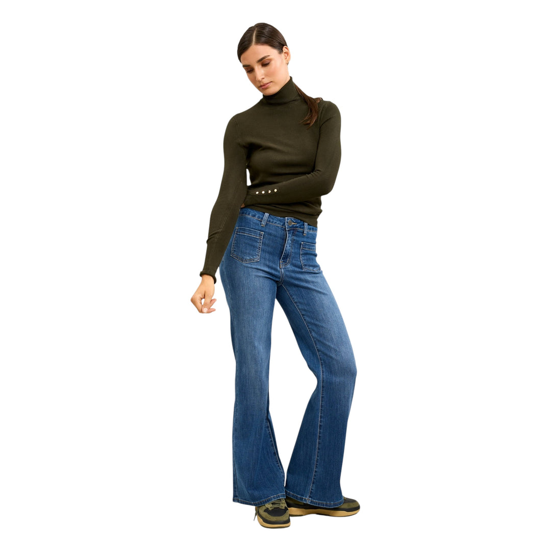 TOXIK3 Wide Leg Patch Pocket Jean Blue