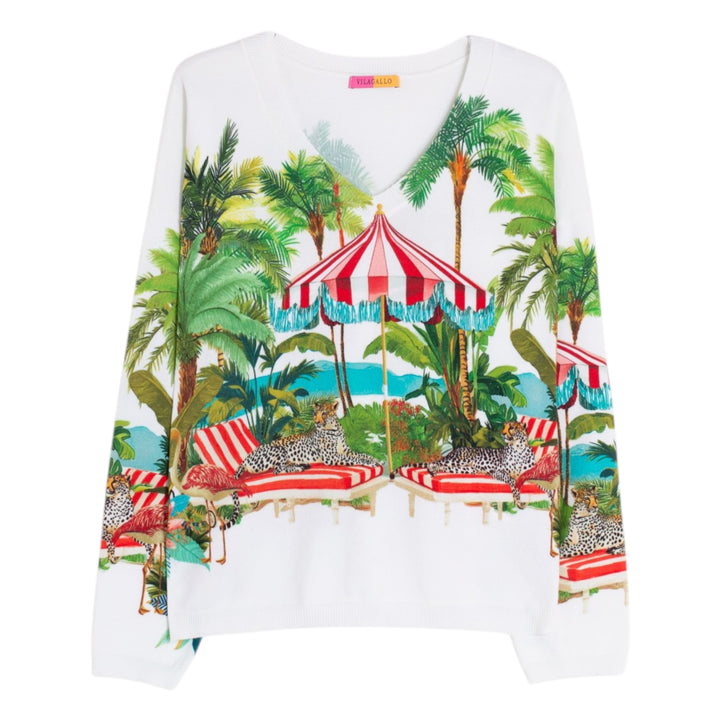 Vilagallo Tropical Garden Print Sweater