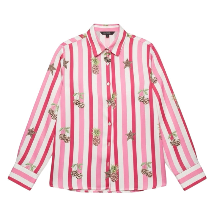 Vilagallo Striped Shirt with Leopard Pineapple