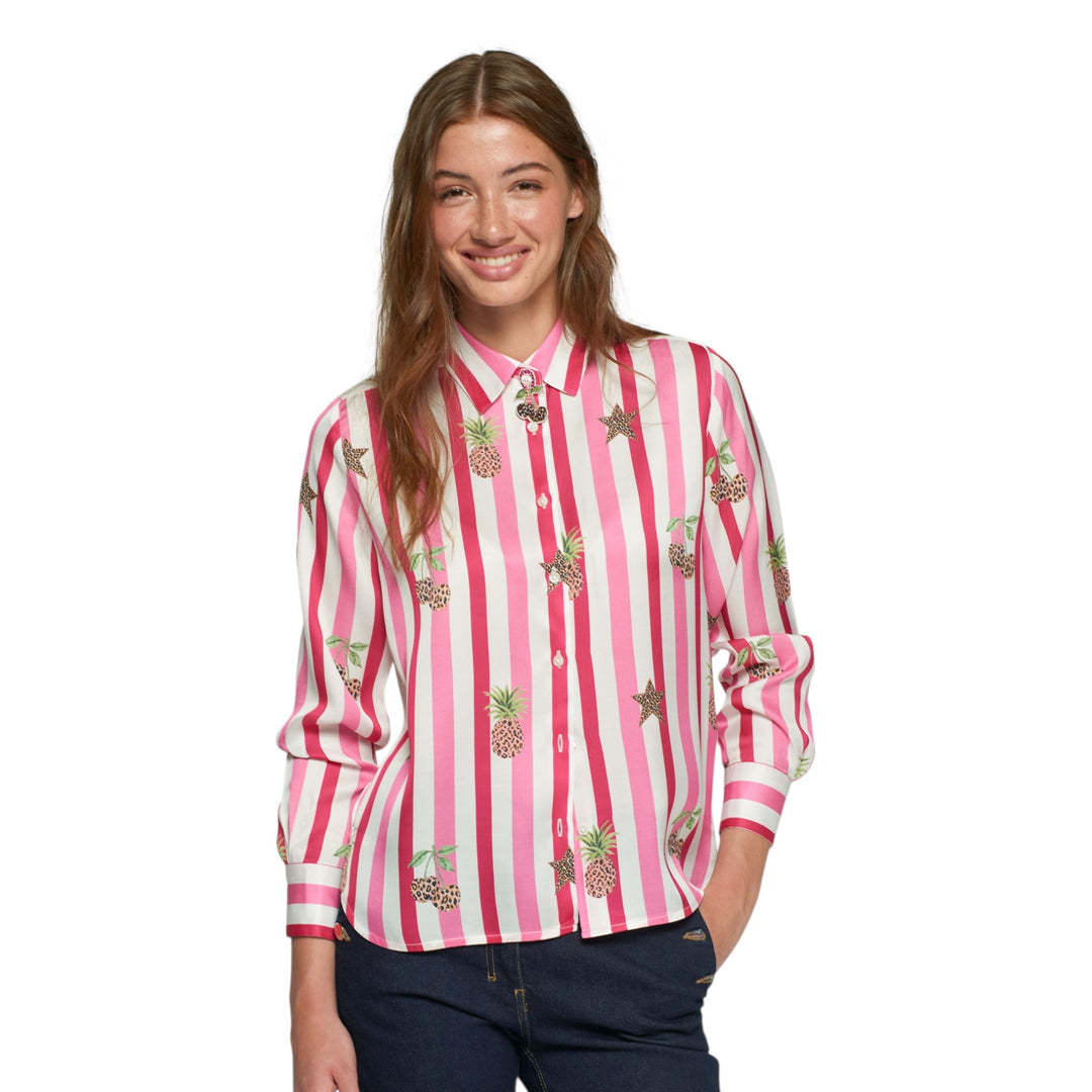 Vilagallo Striped Shirt with Leopard Pineapple