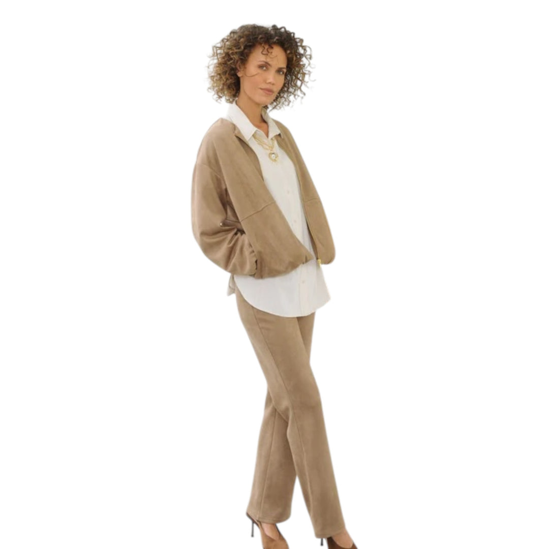 Yest Indra Faux Suede Jacket Soft Brown