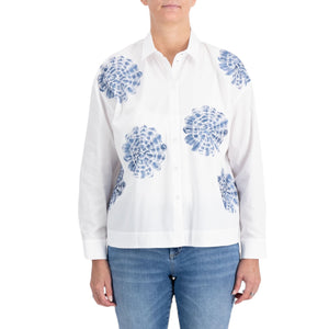 You.Just White Embroidered Flower Shirt White