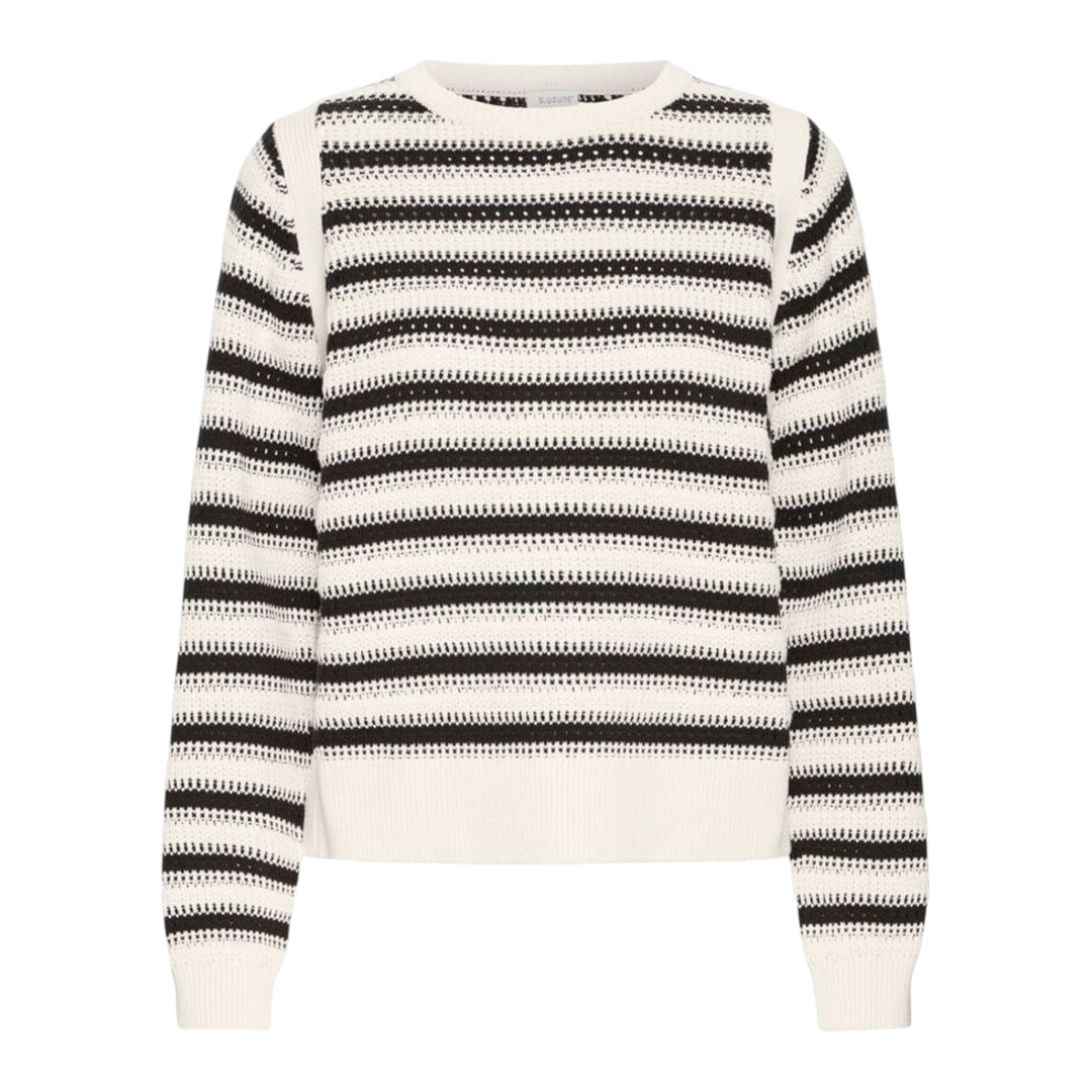 Black and white striped sweater on a white background