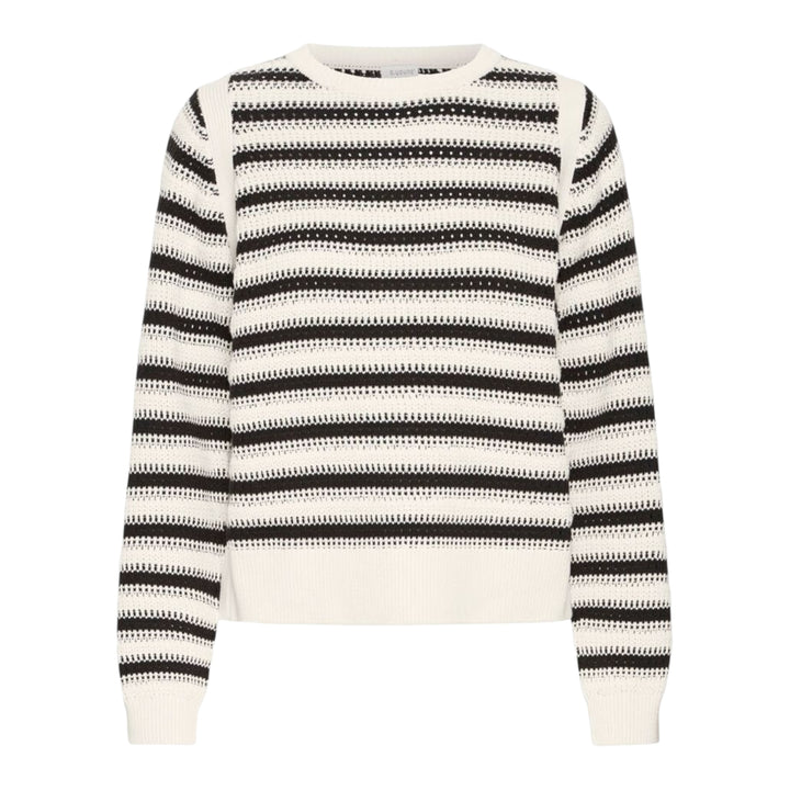 Black and white striped sweater on a white background