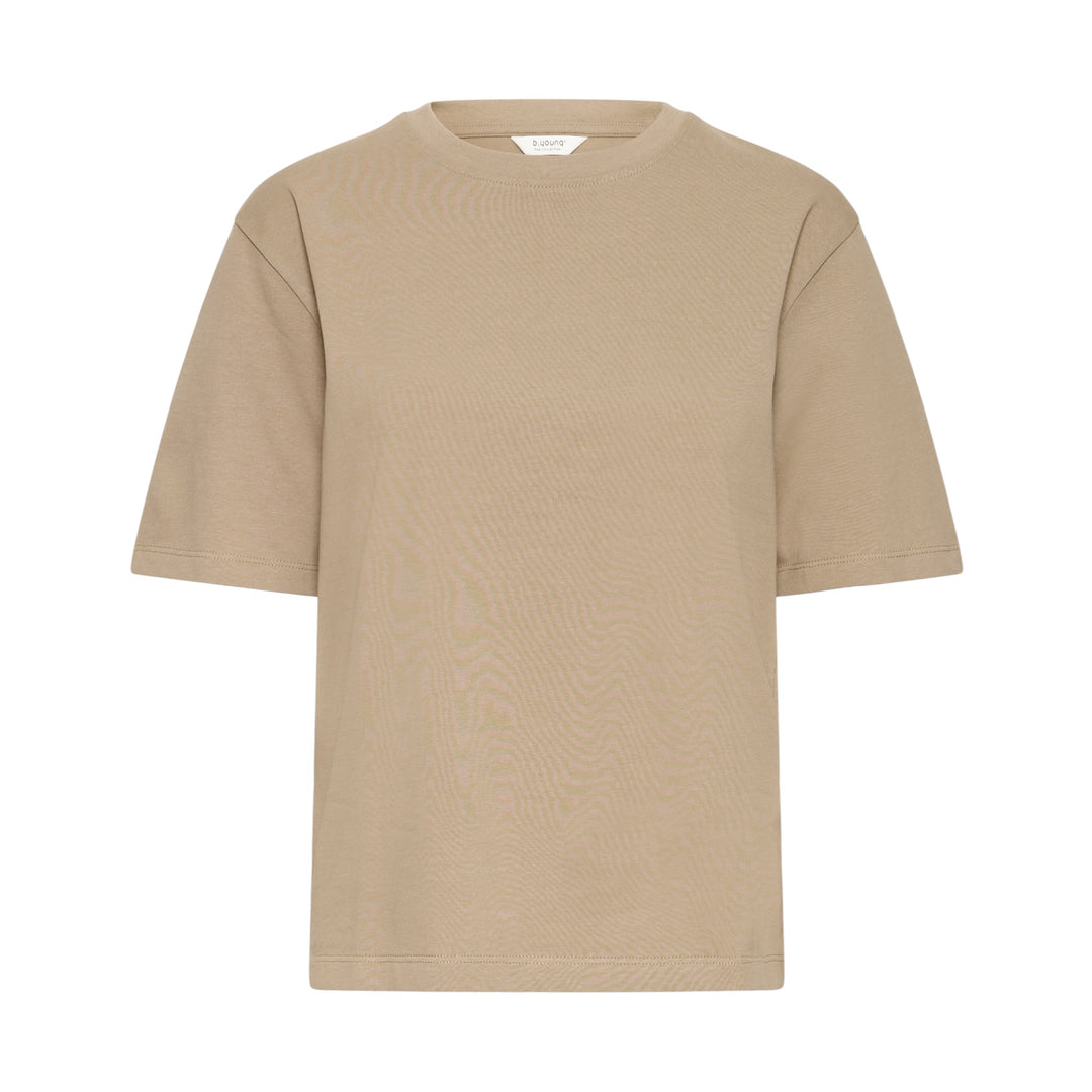 Light brown t-shirt on a white background