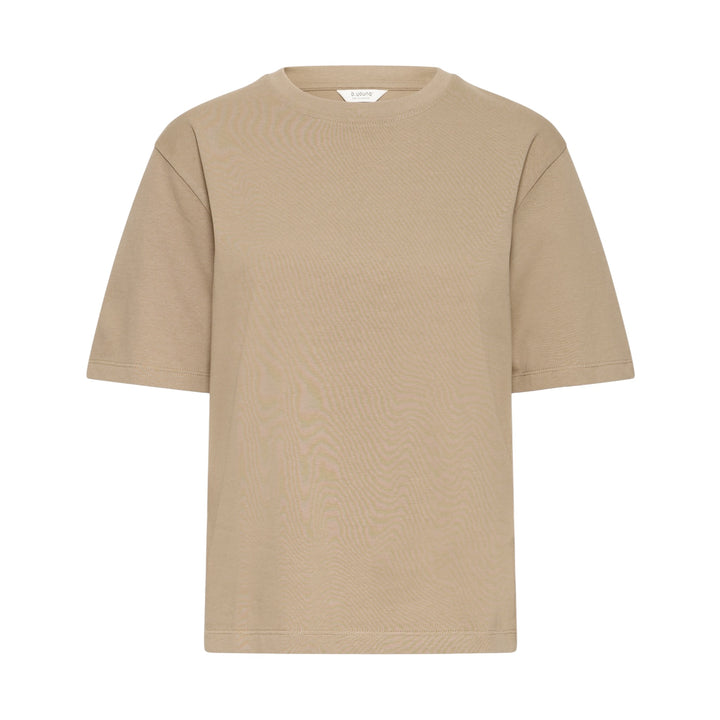 Light brown t-shirt on a white background