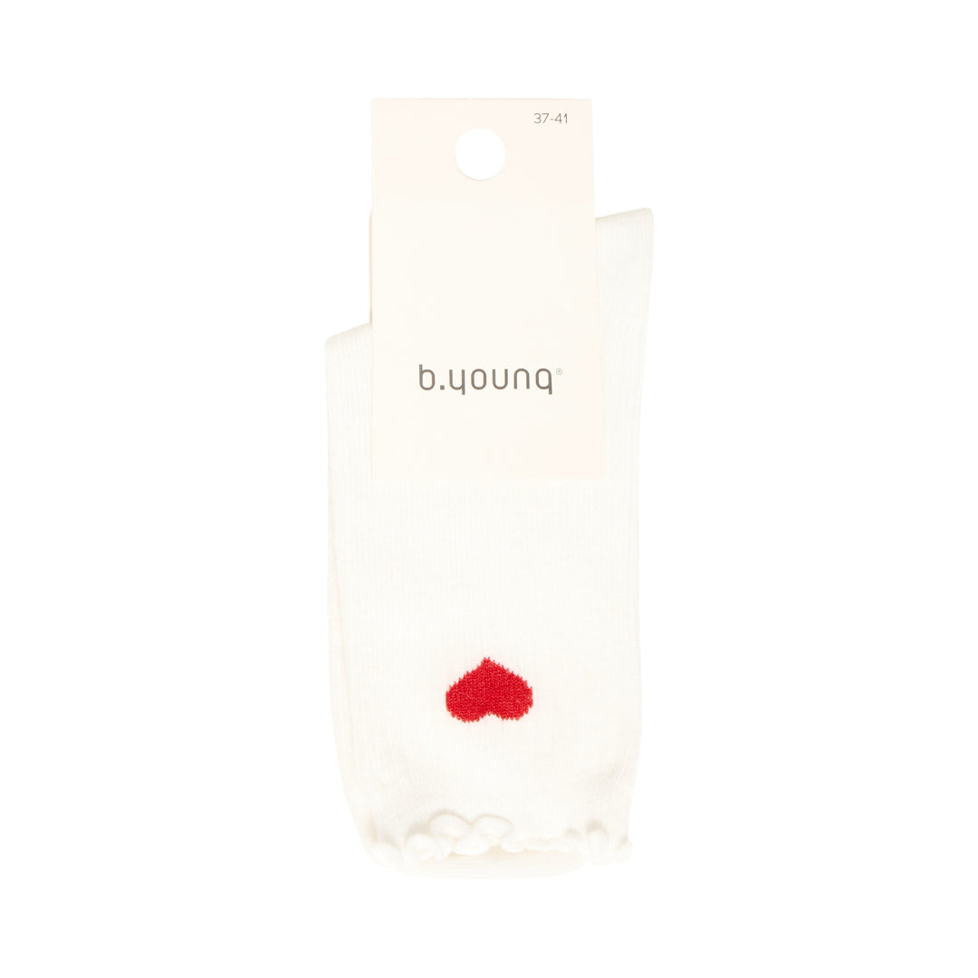 White cotton sock with red heart in packet
