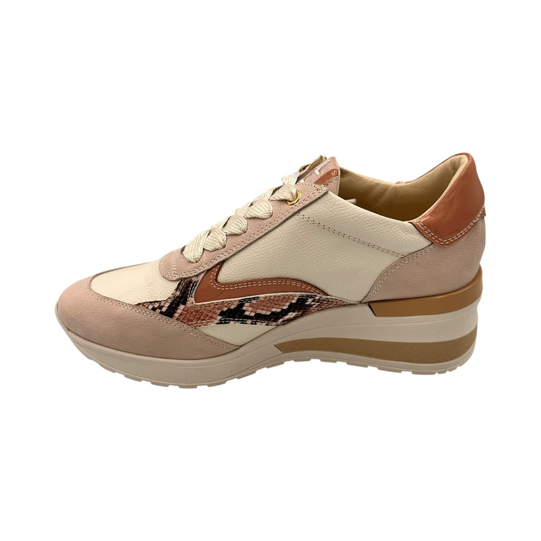 Beige and brown sneaker on a white background