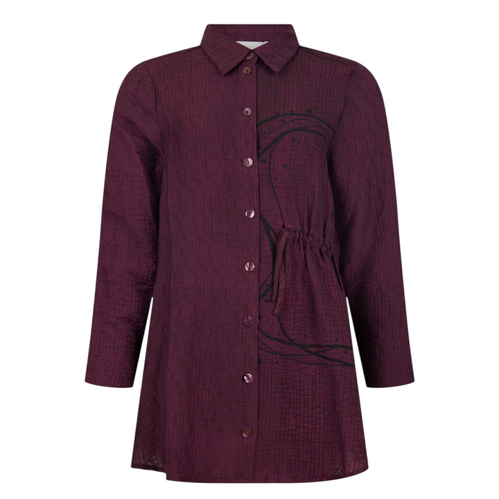 Noen Long Blouse with Gathers Prune