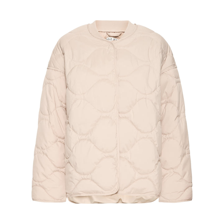 Beige quilted jacket on a white background