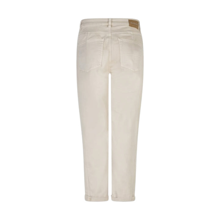 Beige denim pants on a white background