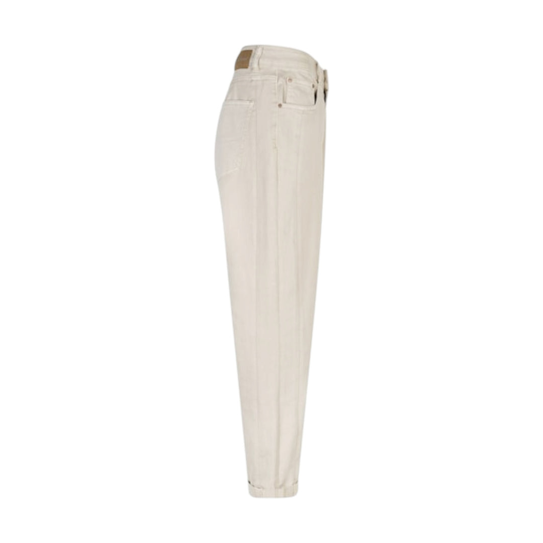 Beige denim pants on a white background