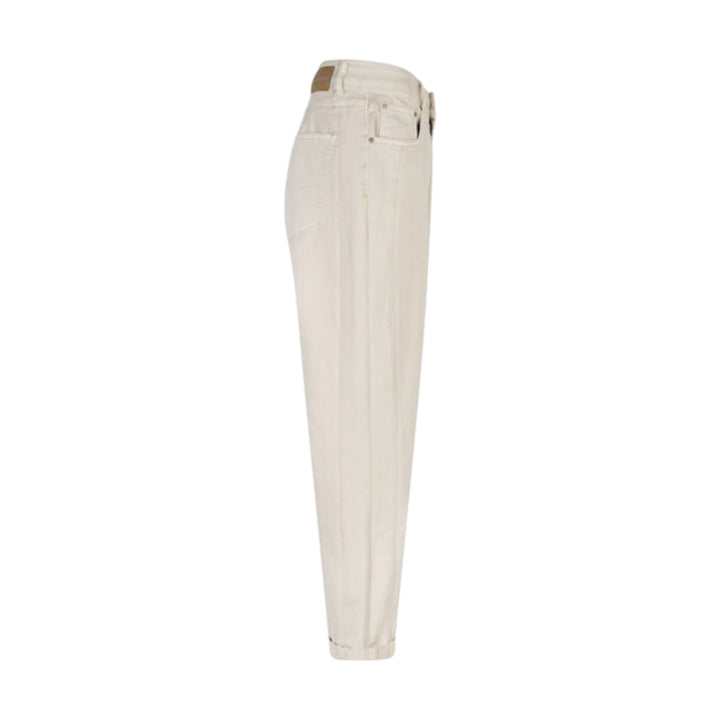 Beige denim pants on a white background
