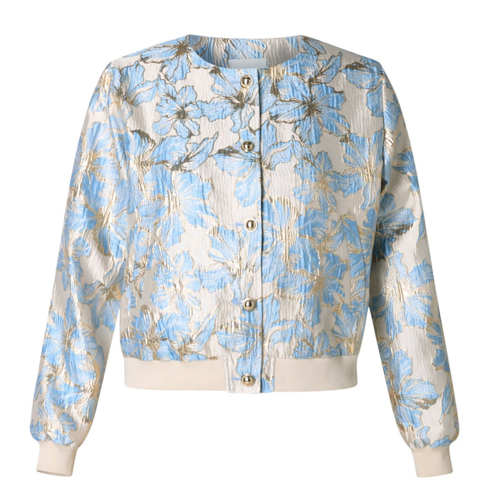 Yest Ivana Floral Bomber Jacket Blue