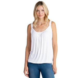 Marble Fashions Strappy Top with Pleated Front White