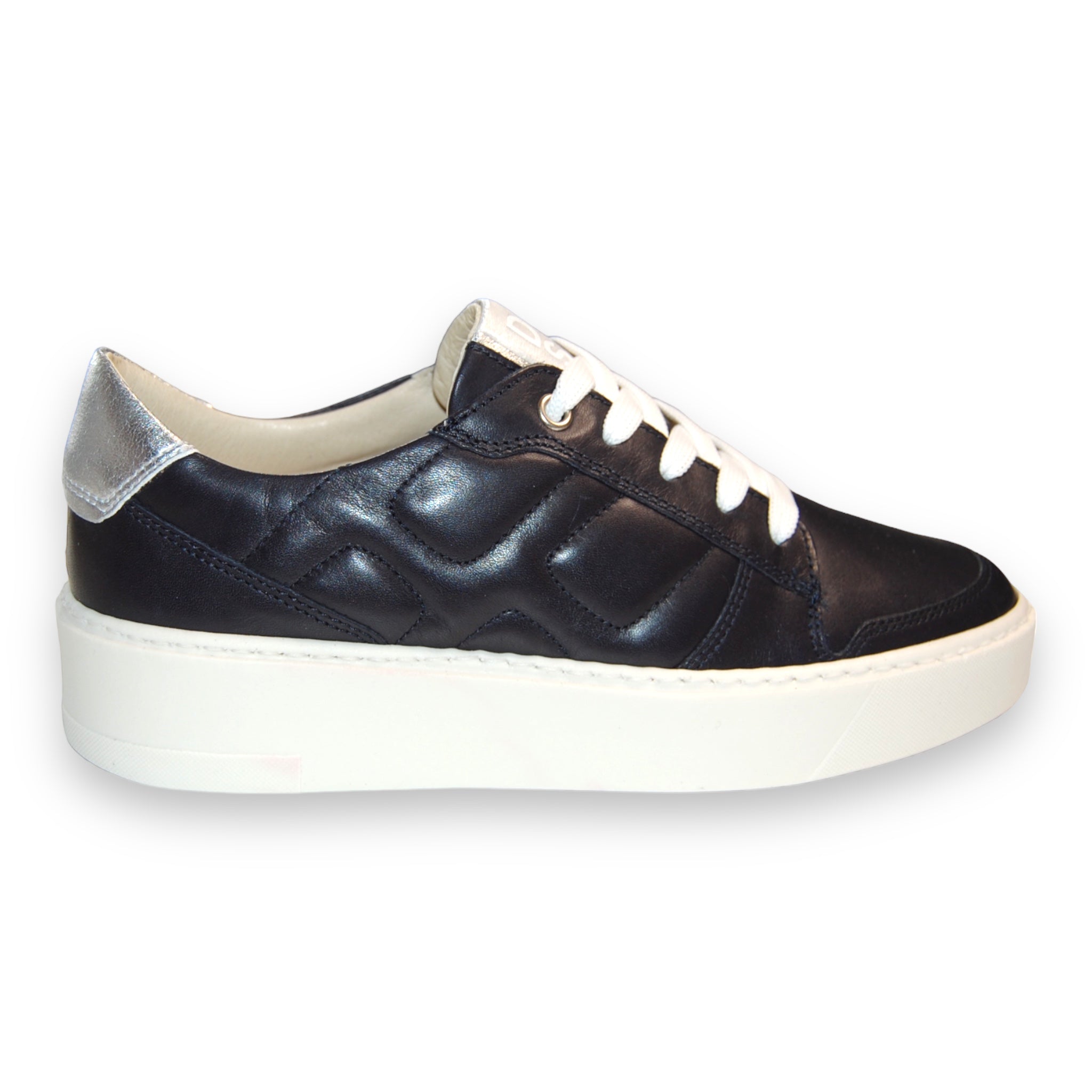 DL Sport Quilted Leather Sneaker Navy style 5608-side -view