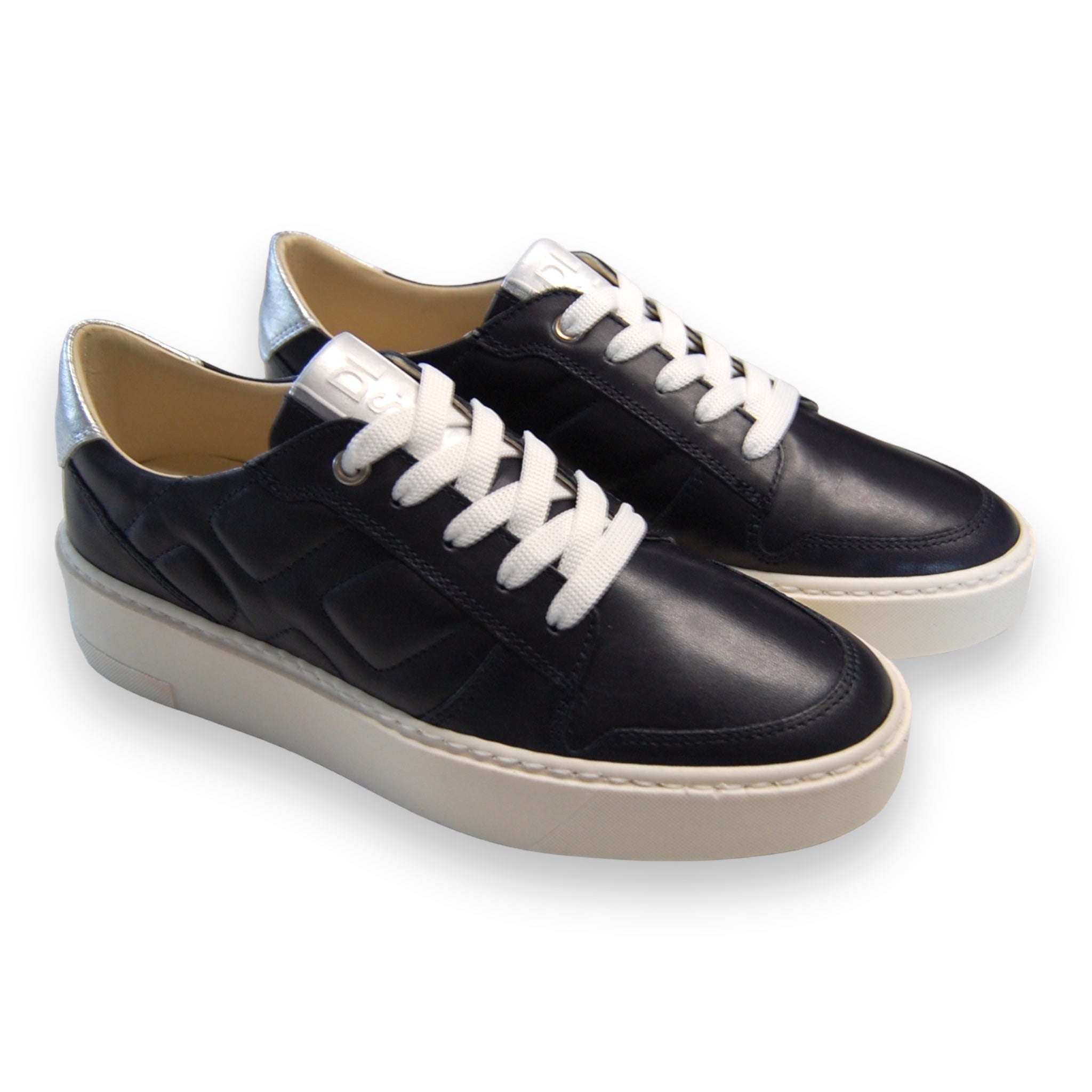 DL Sport Quilted Leather Sneaker Navy style 5608-pair