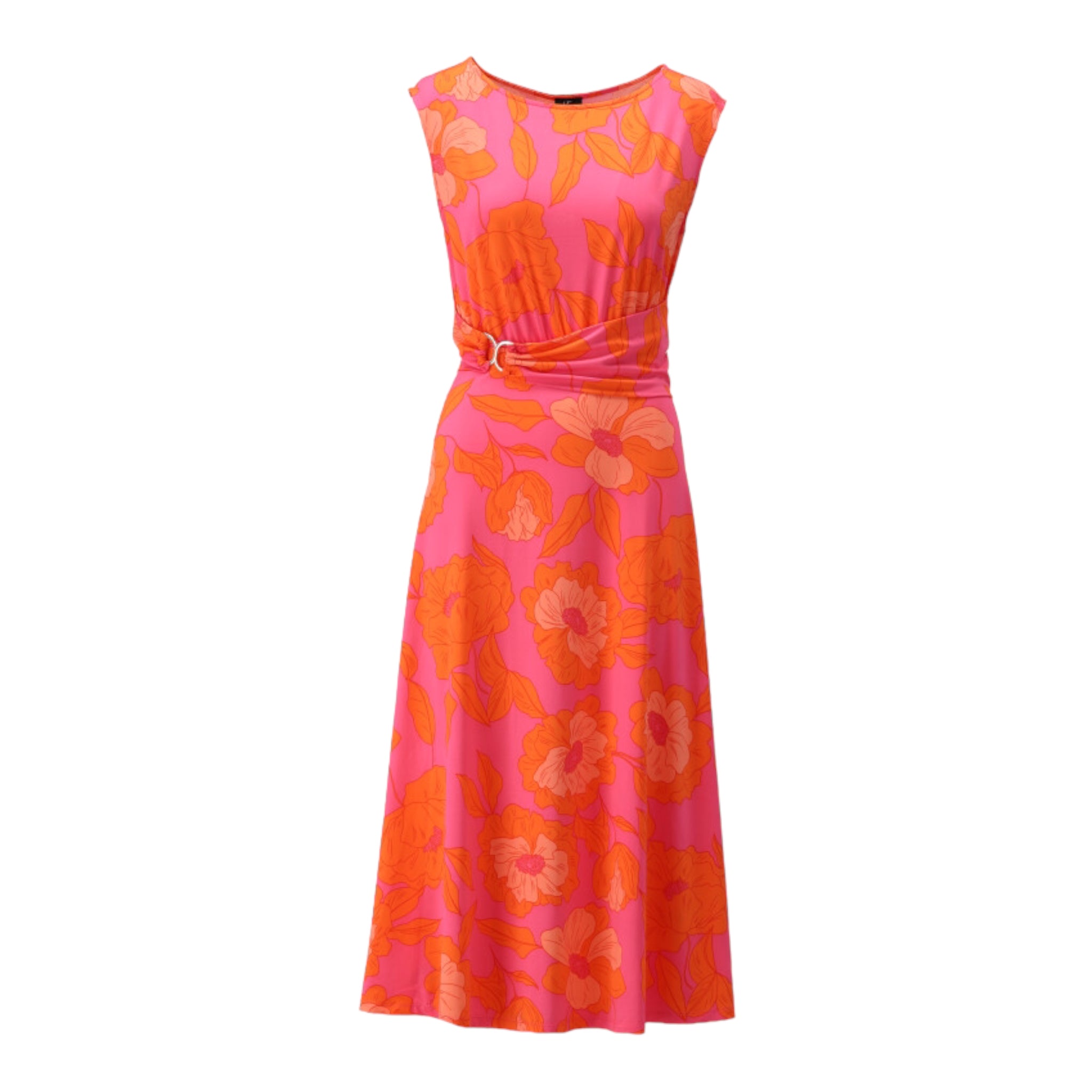K Design Rose Print Midi Dress Orange