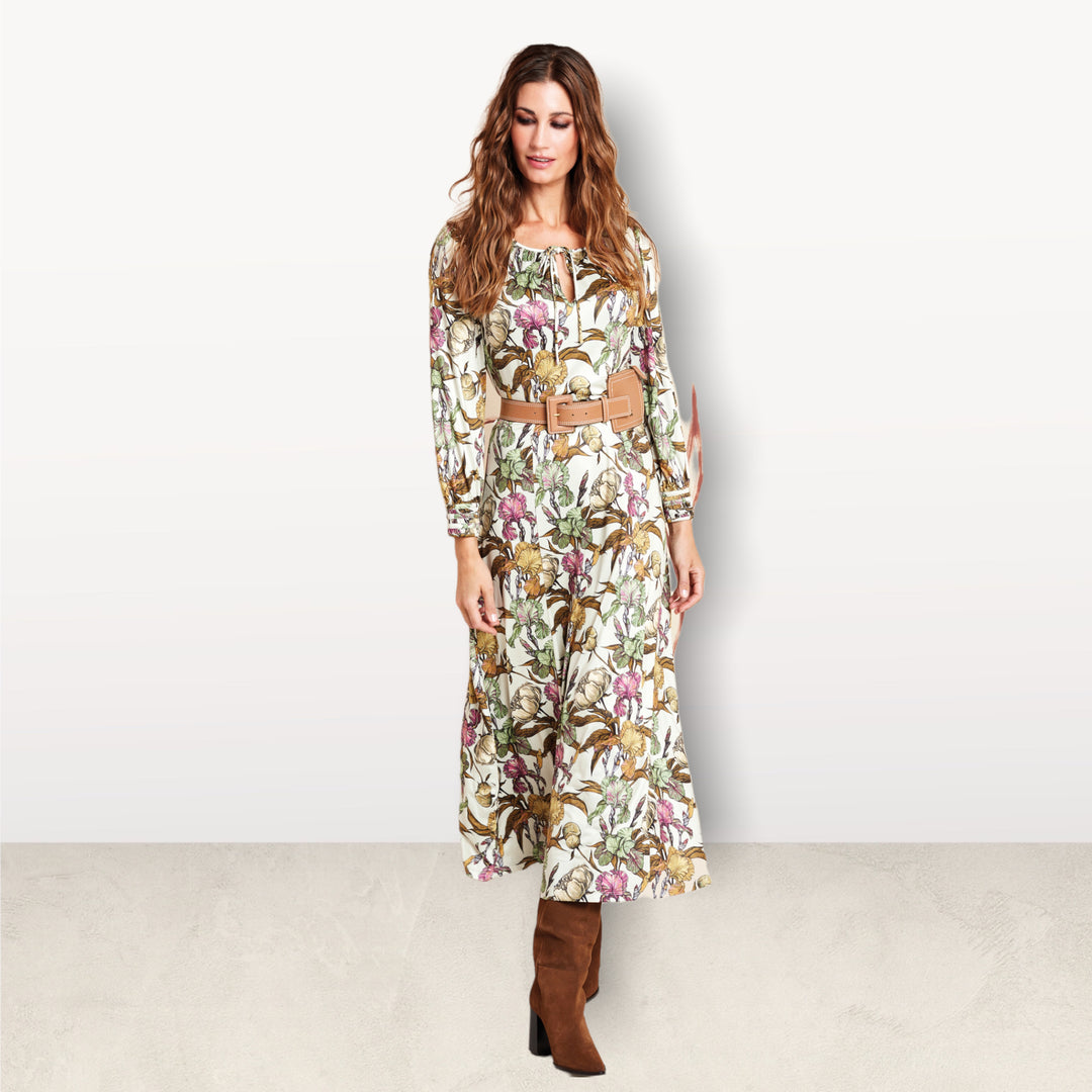 K Design Floral Print Maxi Dress Gold